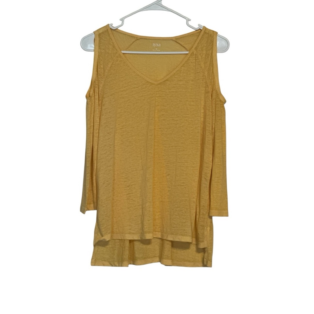 a.n.a Mustard Long Sleeve Cold Shoulder Top